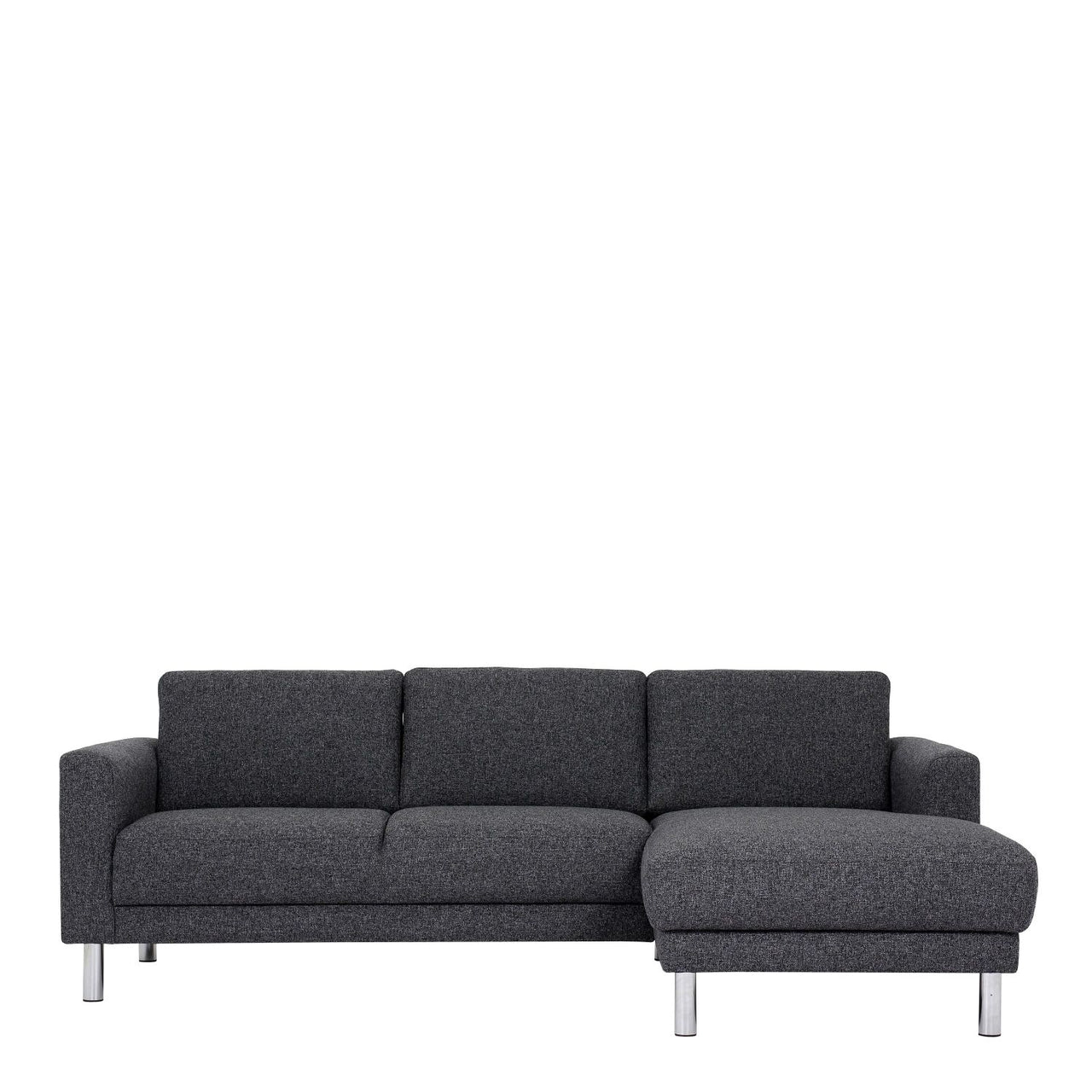 Dark Grey Fabric Right Hand Corner Chaise Sofa on Chrome Metal Legs