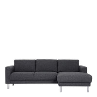 Thumbnail for Dark Grey Fabric Right Hand Corner Chaise Sofa on Chrome Metal Legs