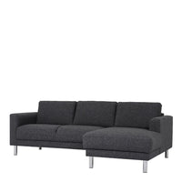 Thumbnail for Dark Grey Fabric Right Hand Corner Chaise Sofa on Chrome Metal Legs