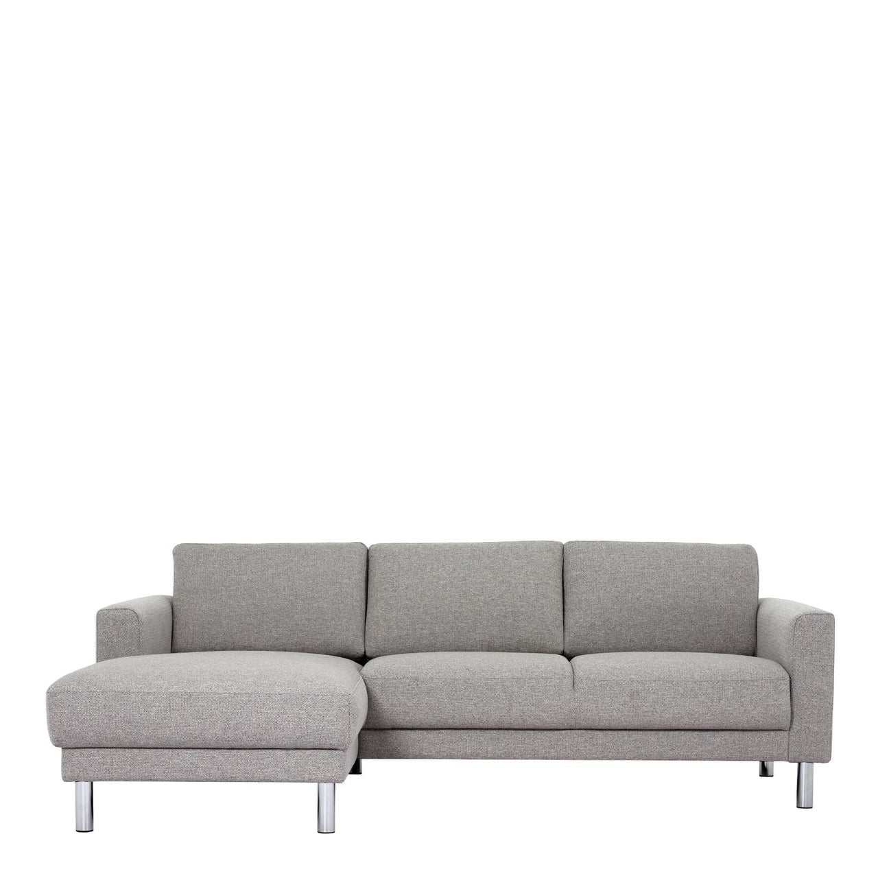 Nova Light Grey Fabric Left Hand Corner Chaise Sofa on Chrome Metal Legs