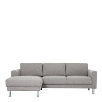 Thumbnail for Nova Light Grey Fabric Left Hand Corner Chaise Sofa on Chrome Metal Legs