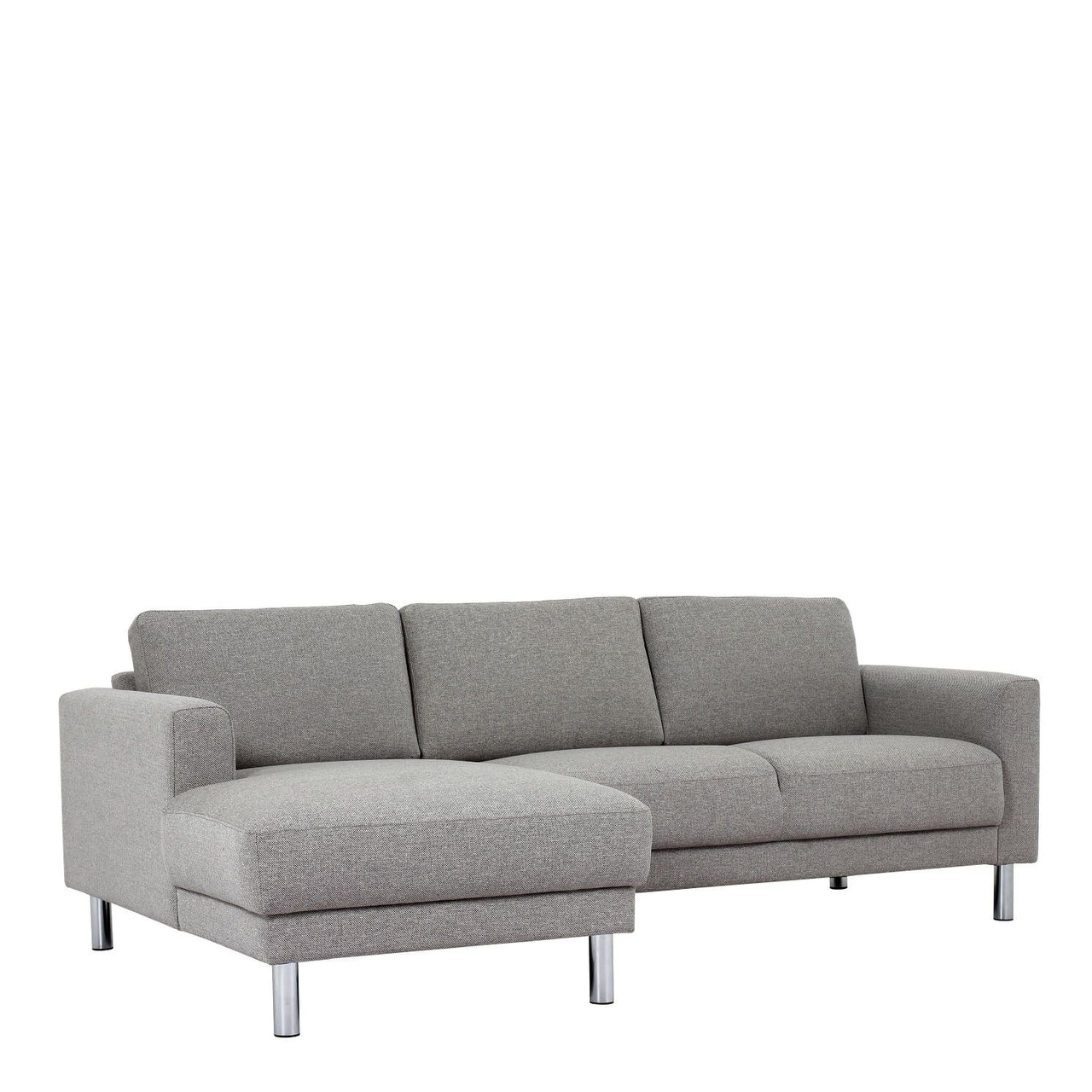 Nova Light Grey Fabric Left Hand Corner Chaise Sofa on Chrome Metal Legs