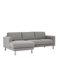 Thumbnail for Nova Light Grey Fabric Left Hand Corner Chaise Sofa on Chrome Metal Legs