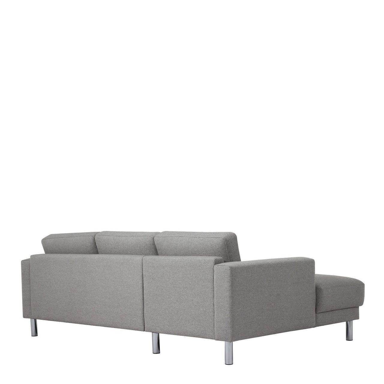 Nova Light Grey Fabric Left Hand Corner Chaise Sofa on Chrome Metal Legs