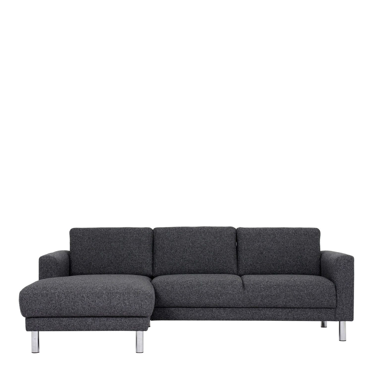 Modern Dark Grey Fabric Left Hand Corner Chaise Sofa on Chrome Metal Legs