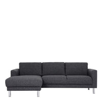 Thumbnail for Modern Dark Grey Fabric Left Hand Corner Chaise Sofa on Chrome Metal Legs