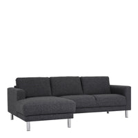 Thumbnail for Modern Dark Grey Fabric Left Hand Corner Chaise Sofa on Chrome Metal Legs