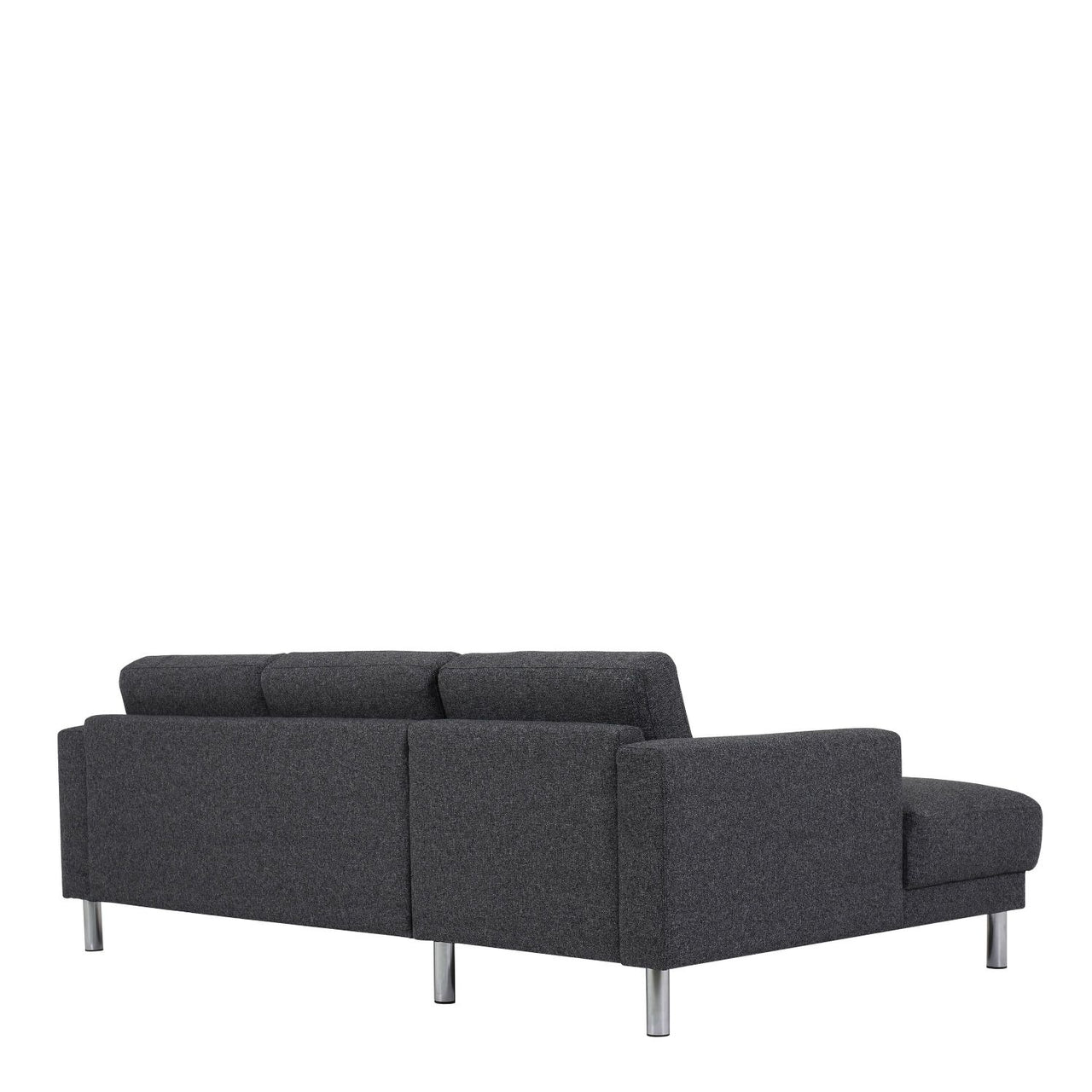 Modern Dark Grey Fabric Left Hand Corner Chaise Sofa on Chrome Metal Legs