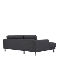 Thumbnail for Modern Dark Grey Fabric Left Hand Corner Chaise Sofa on Chrome Metal Legs