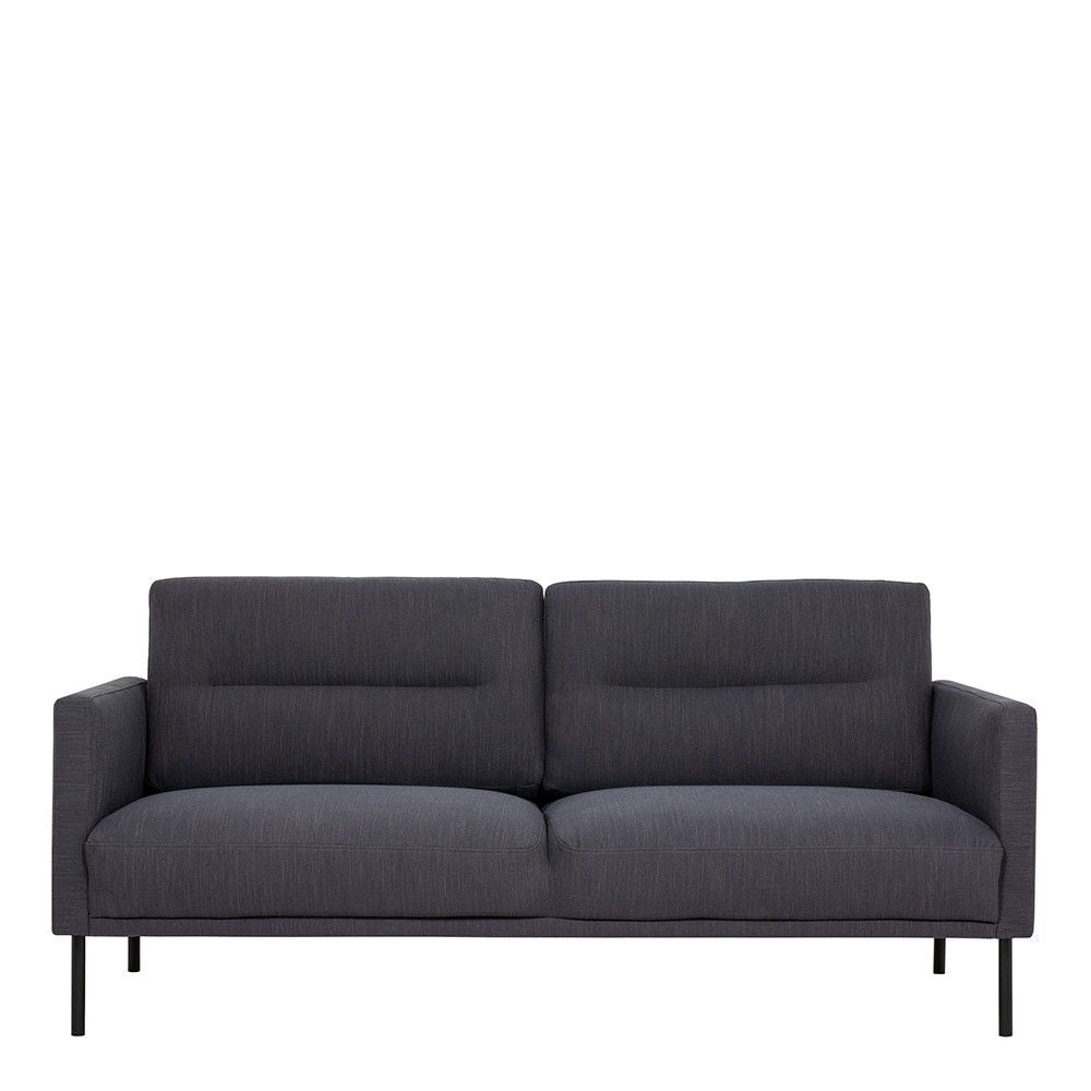 Medium 2.5 Seater Sofa Fabric Dark Grey on Black Metal Legs