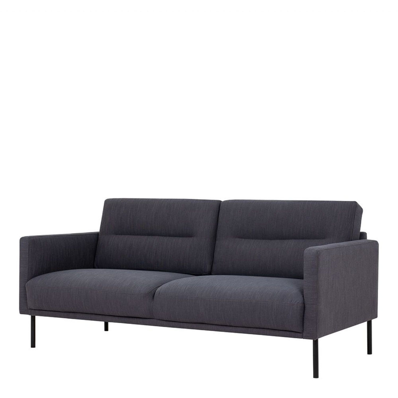 Medium 2.5 Seater Sofa Fabric Dark Grey on Black Metal Legs