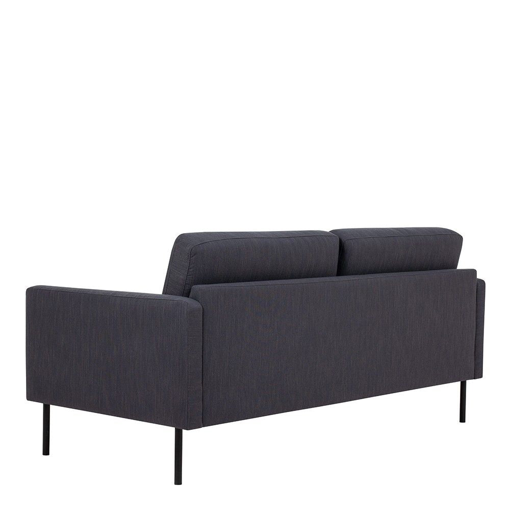 Medium 2.5 Seater Sofa Fabric Dark Grey on Black Metal Legs