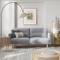 Thumbnail for Modern Medium 2.5 Seater Sofa Fabric Pale Grey on Oak Legs