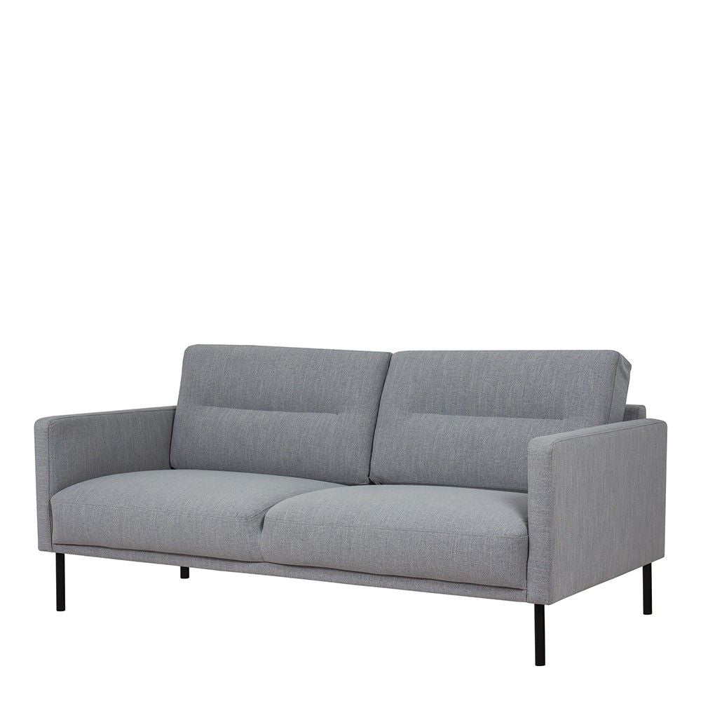 Modern Medium 2.5 Seater Sofa Fabric Pale Grey on Black Metal Legs