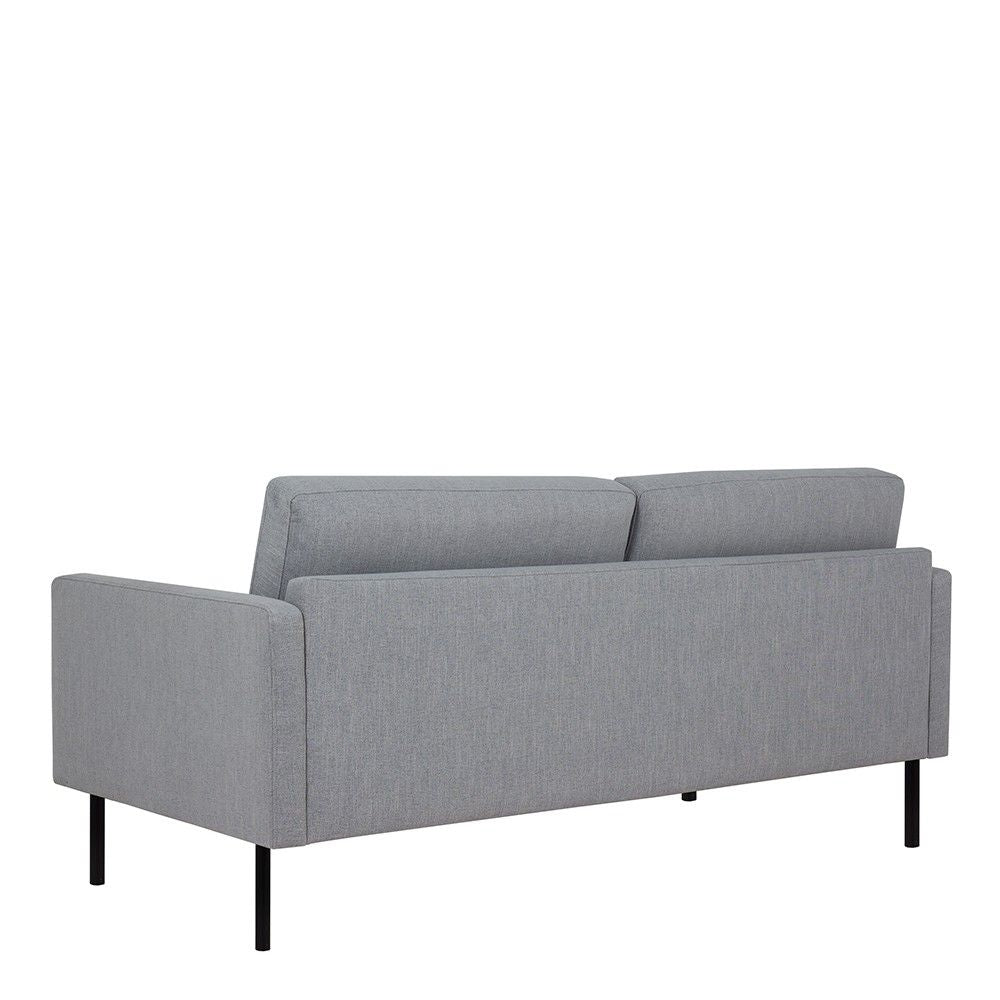 Modern Medium 2.5 Seater Sofa Fabric Pale Grey on Black Metal Legs