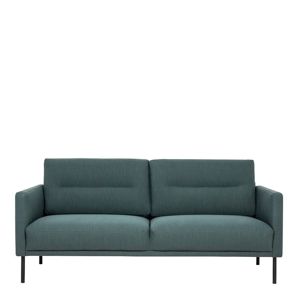 Modern Medium 2.5 Seater Sofa Dark Green Fabric on Black Metal Legs