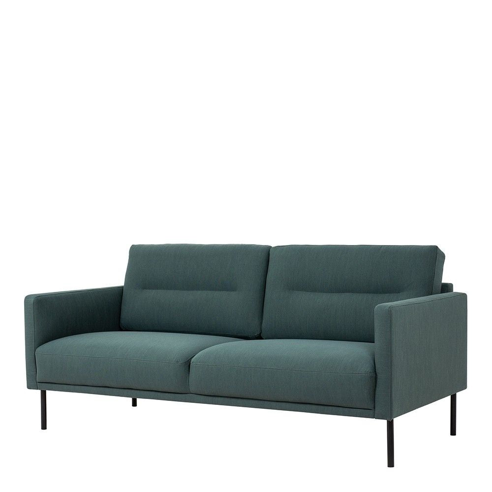 Modern Medium 2.5 Seater Sofa Dark Green Fabric on Black Metal Legs