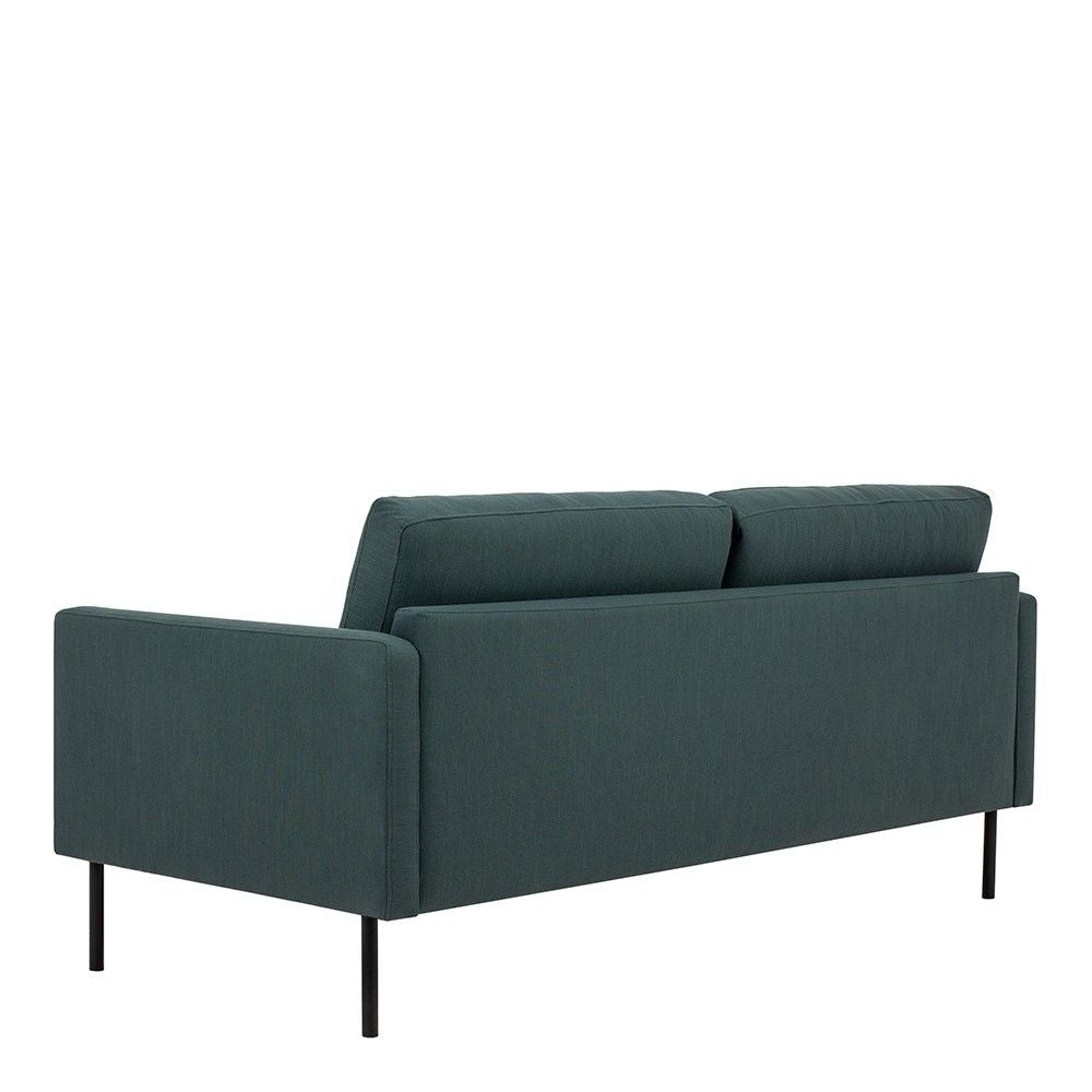 Modern Medium 2.5 Seater Sofa Dark Green Fabric on Black Metal Legs