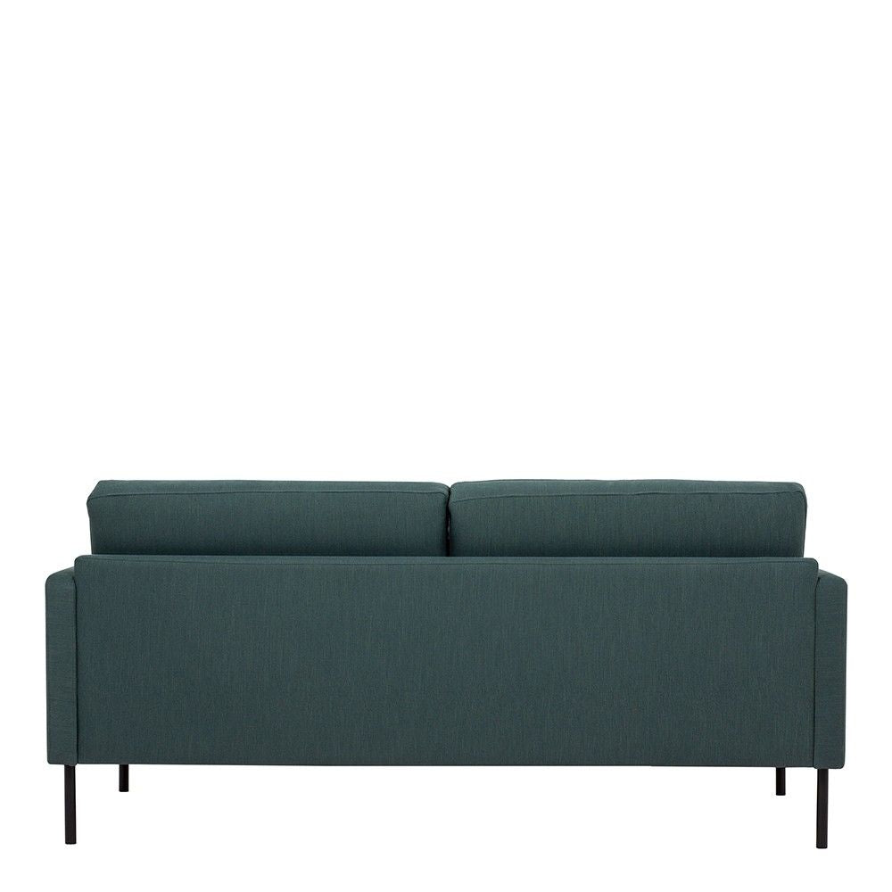 Modern Medium 2.5 Seater Sofa Dark Green Fabric on Black Metal Legs