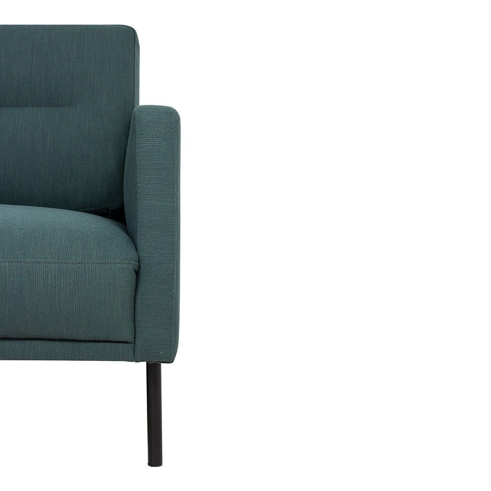 Modern Medium 2.5 Seater Sofa Dark Green Fabric on Black Metal Legs