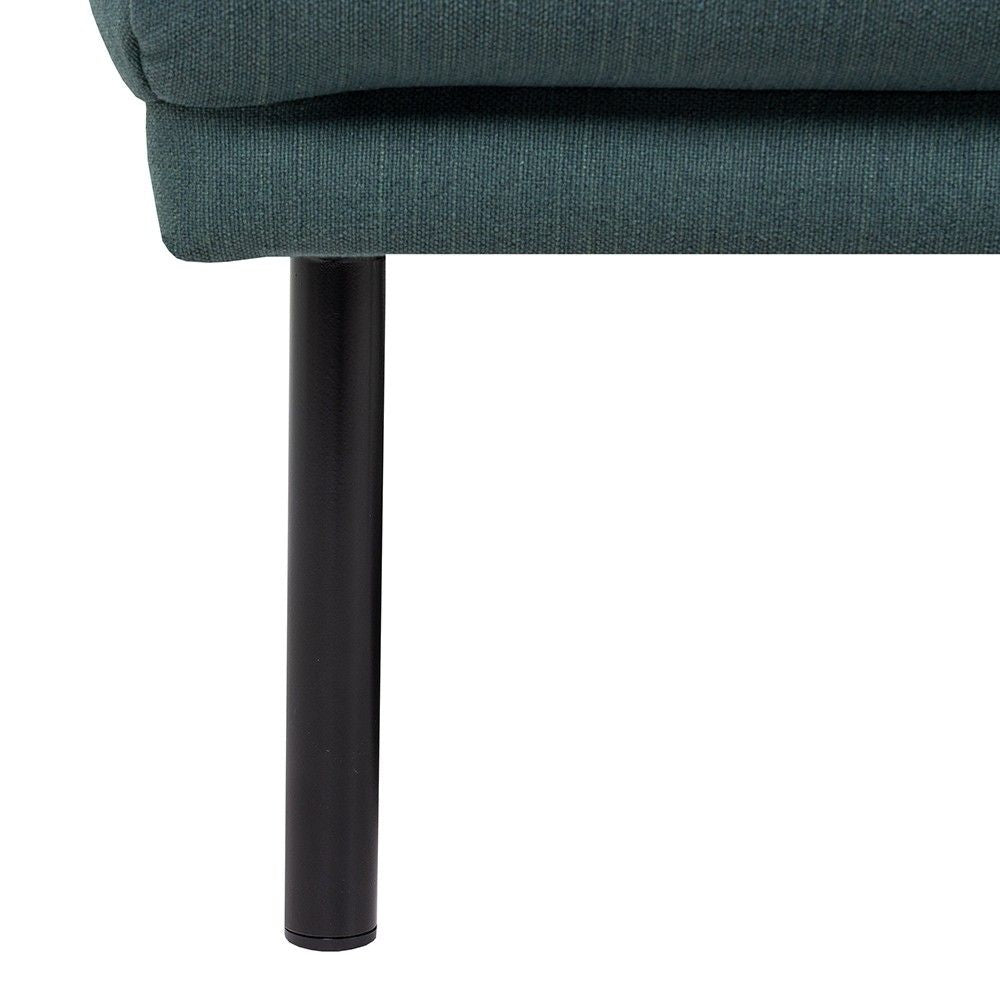 Modern Medium 2.5 Seater Sofa Dark Green Fabric on Black Metal Legs