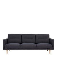 Thumbnail for Modern Dark Grey Fabric Upholstered 3 Seater Living Sofa With Light Oak Leg