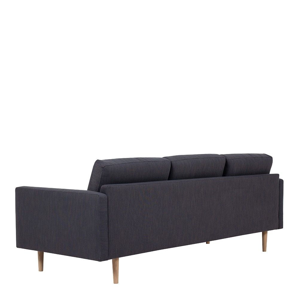 Modern Dark Grey Fabric Upholstered 3 Seater Living Sofa With Light Oak Leg