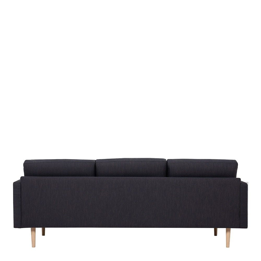 Modern Dark Grey Fabric Upholstered 3 Seater Living Sofa With Light Oak Leg