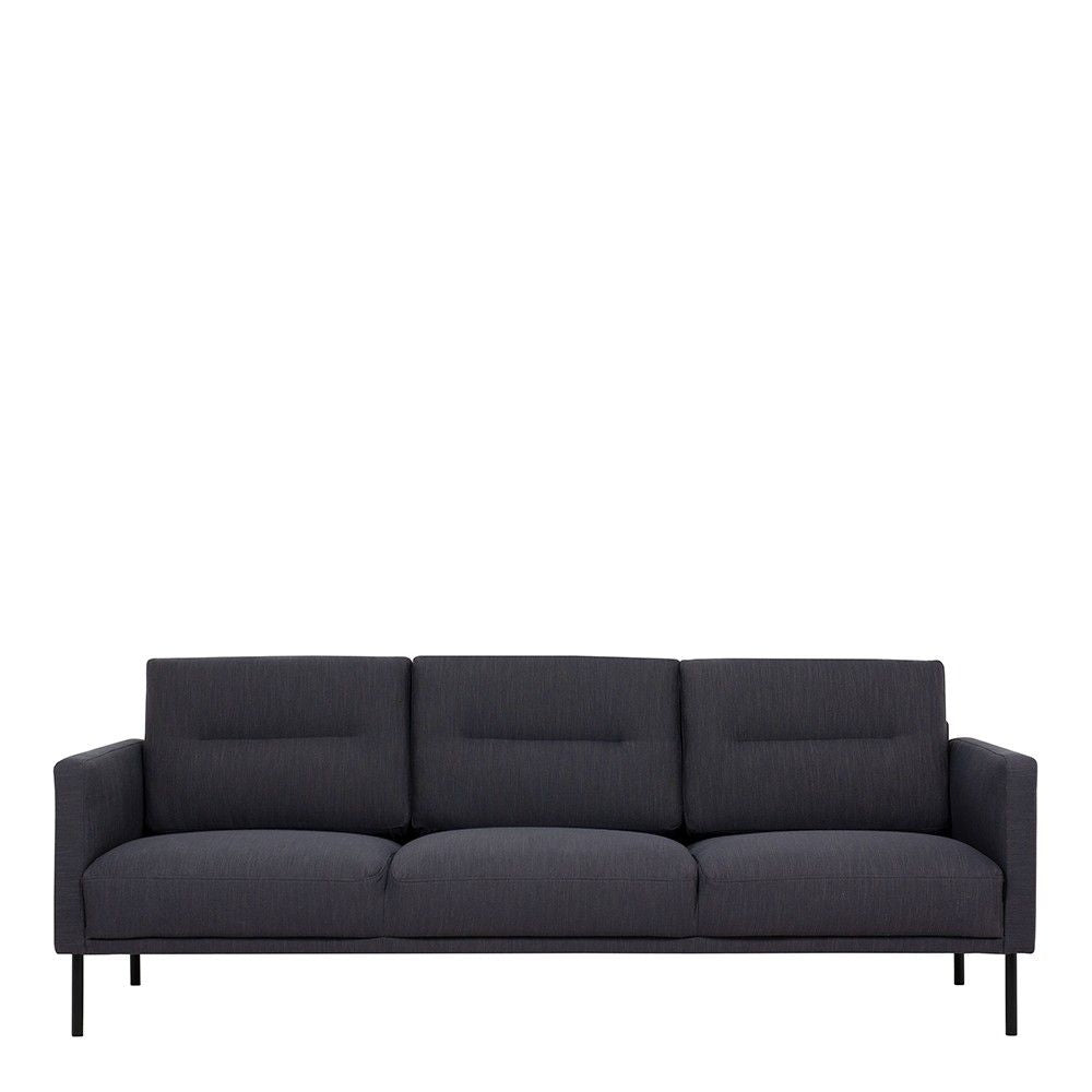 Classy Dark Grey Fabric 3 Seater Living Sofa With Black Metal Legs