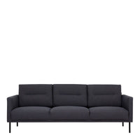 Thumbnail for Classy Dark Grey Fabric 3 Seater Living Sofa With Black Metal Legs