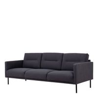 Thumbnail for Classy Dark Grey Fabric 3 Seater Living Sofa With Black Metal Legs