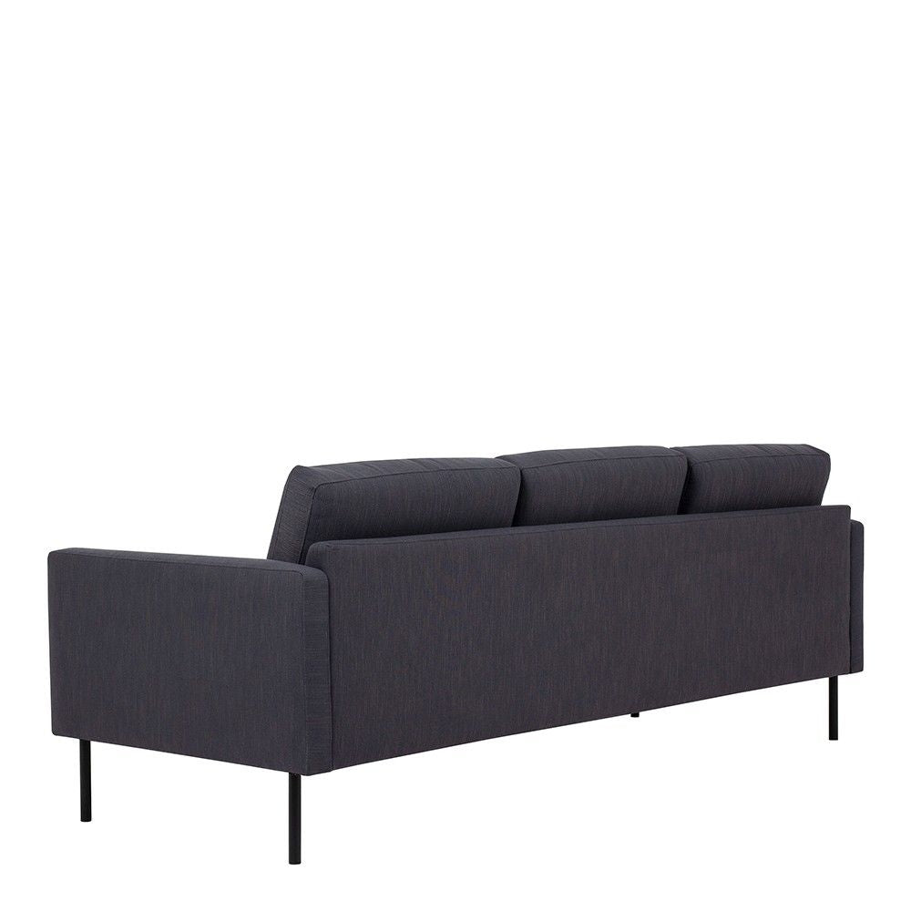 Classy Dark Grey Fabric 3 Seater Living Sofa With Black Metal Legs