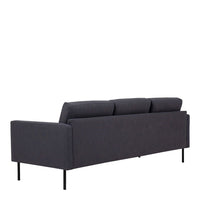 Thumbnail for Classy Dark Grey Fabric 3 Seater Living Sofa With Black Metal Legs