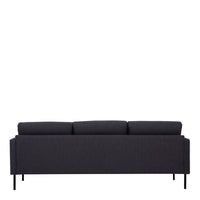 Thumbnail for Classy Dark Grey Fabric 3 Seater Living Sofa With Black Metal Legs