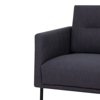 Thumbnail for Classy Dark Grey Fabric 3 Seater Living Sofa With Black Metal Legs