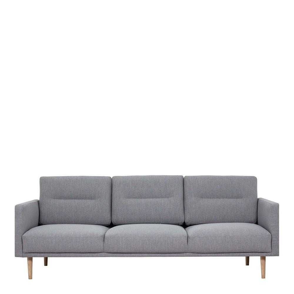 Pale Grey Fabric Upholstered 3 Seater Sofa on Light Oak Legs