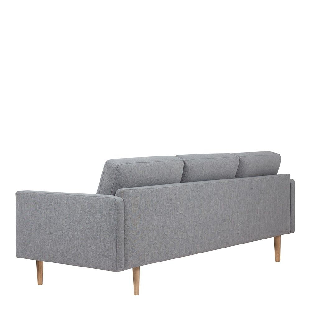 Pale Grey Fabric Upholstered 3 Seater Sofa on Light Oak Legs