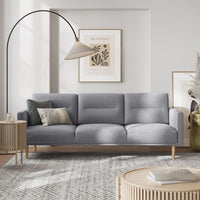 Thumbnail for Pale Grey Fabric Upholstered 3 Seater Sofa on Light Oak Legs