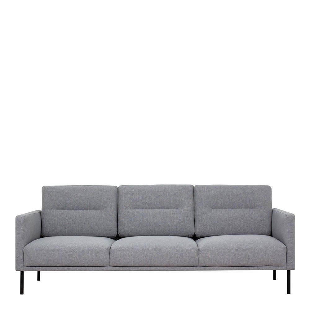 3 Seater Sofa Pale Grey Fabric on Black Metal Legs