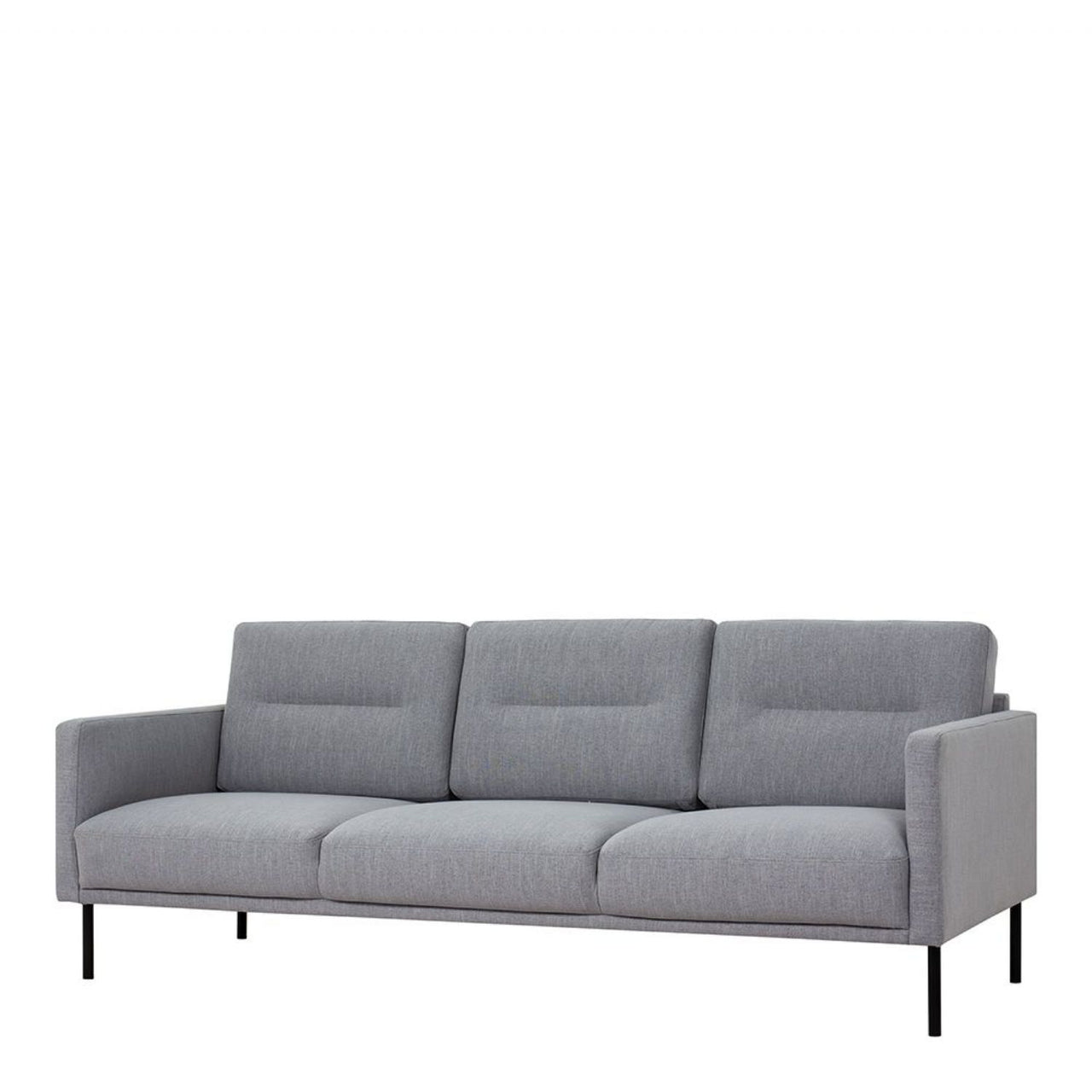 3 Seater Sofa Pale Grey Fabric on Black Metal Legs