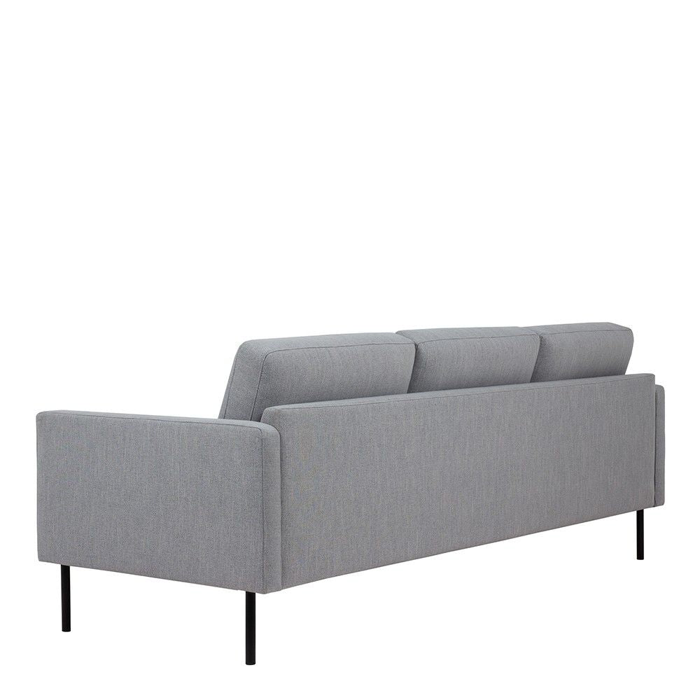 3 Seater Sofa Pale Grey Fabric on Black Metal Legs