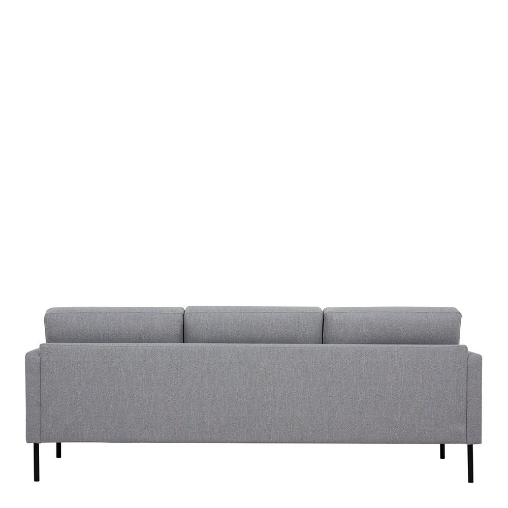 3 Seater Sofa Pale Grey Fabric on Black Metal Legs