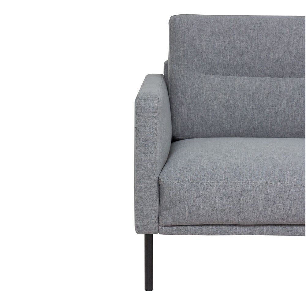 3 Seater Sofa Pale Grey Fabric on Black Metal Legs