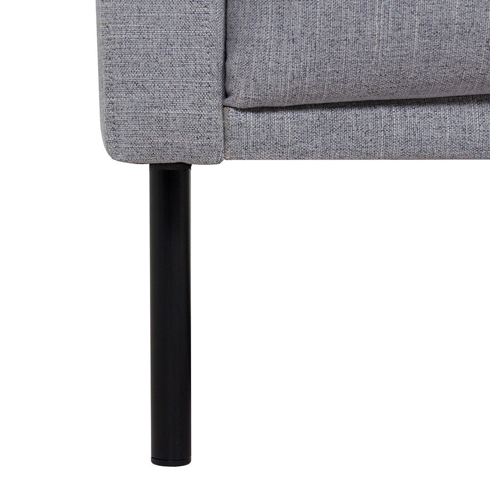 3 Seater Sofa Pale Grey Fabric on Black Metal Legs