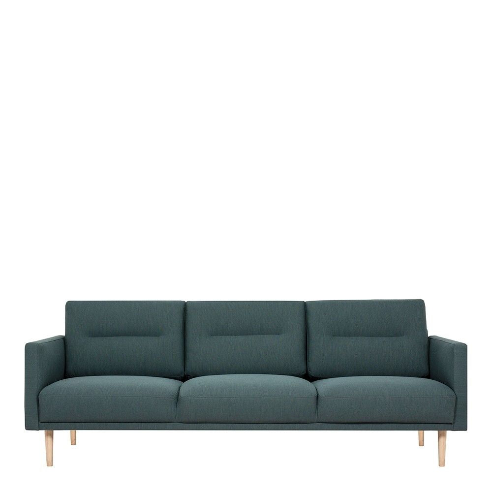 Dark Green Fabric 3 Seater Sofa With Light Oak Legs 79x210cm