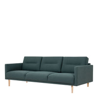 Thumbnail for Dark Green Fabric 3 Seater Sofa With Light Oak Legs 79x210cm