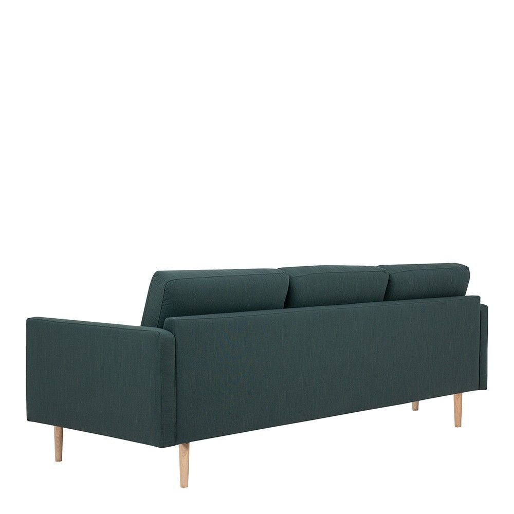 Dark Green Fabric 3 Seater Sofa With Light Oak Legs 79x210cm