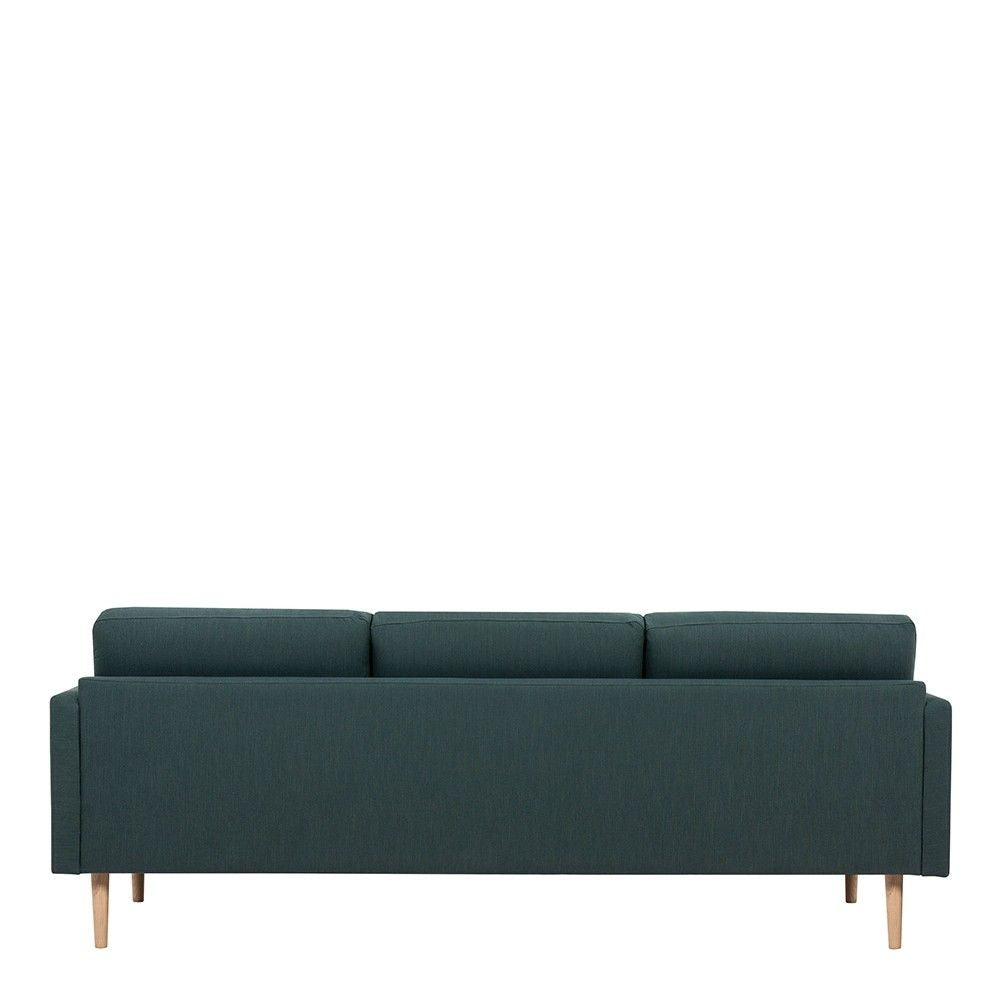 Dark Green Fabric 3 Seater Sofa With Light Oak Legs 79x210cm