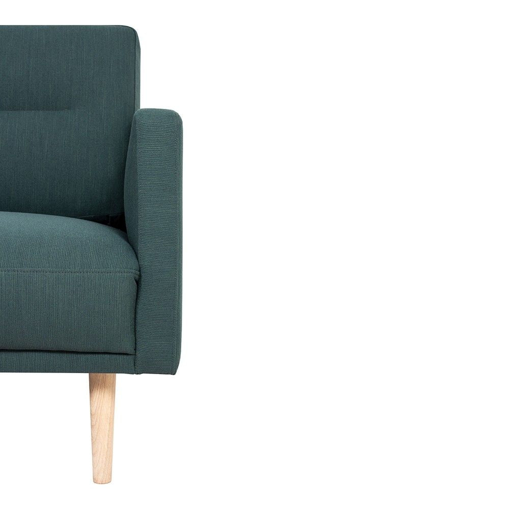 Dark Green Fabric 3 Seater Sofa With Light Oak Legs 79x210cm