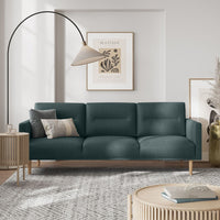 Thumbnail for Dark Green Fabric 3 Seater Sofa With Light Oak Legs 79x210cm